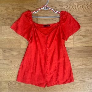Zara Red Linen Mini Dress